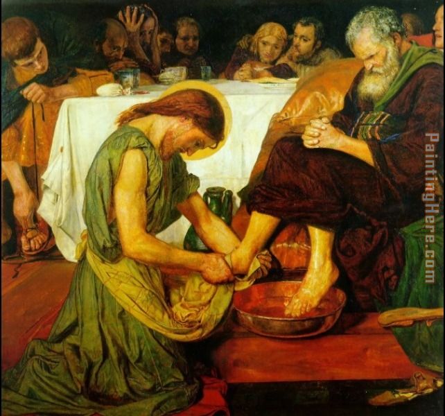 Jesus washing Peter's feet at the Last Supper painting - Ford Madox Brown Jesus washing Peter's feet at the Last Supper art painting